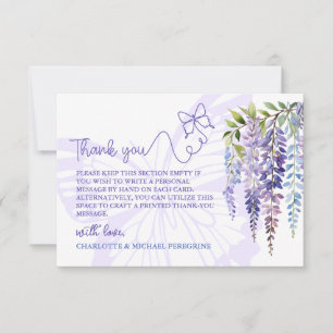 Carte De Remerciements Mariage floral romantique Lilac Wisteria & Butterf