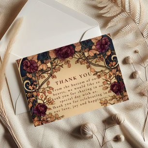 Carte De Remerciements Mariage Floral Romantique Sombre