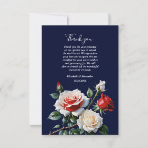 Carte De Remerciements Mariage floral rose rose foncé