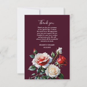 Carte De Remerciements Mariage floral rose rose foncé