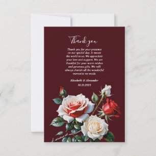 Carte De Remerciements Mariage floral rose rose foncé