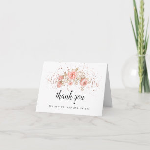 Carte De Remerciements Mariage floral rose vif