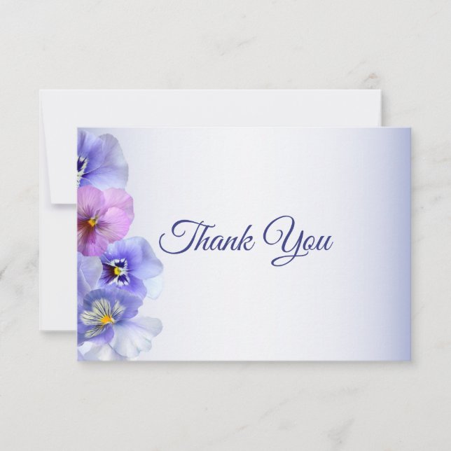 Carte De Remerciements Mariage floral rose violet Lilac Pansy (Devant)
