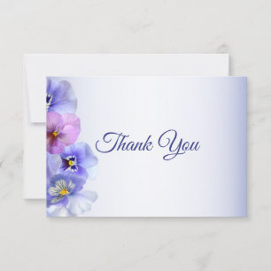 Carte De Remerciements Mariage floral rose violet Lilac Pansy