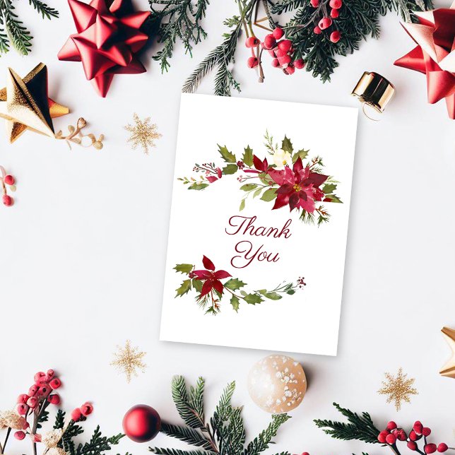 Carte De Remerciements Mariage floral rouge écarlate (Créateur téléchargé)