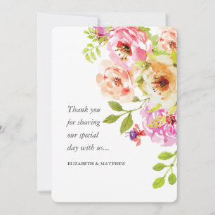 Carte De Remerciements Mariage floral rustique aquarelle