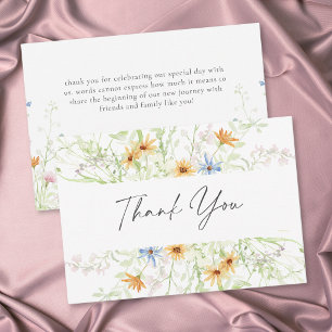 Carte De Remerciements Mariage Floral Rustique de Jardin de Fleurs Sauvag