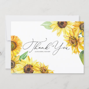 Carte De Remerciements Mariage floral rustique de tournesol
