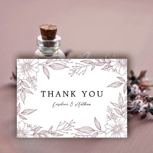 Carte De Remerciements Mariage floral simple et élégant