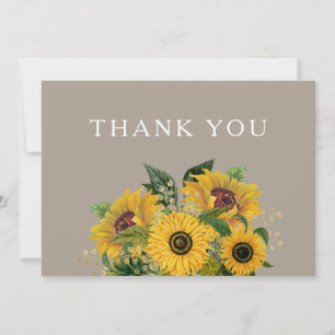 Carte De Remerciements Mariage Floral Taupe Élégant