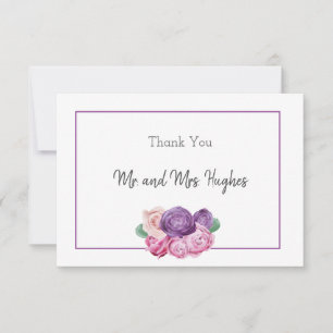Carte De Remerciements Mariage floral Ultra violet et rose Roses
