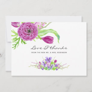 Carte De Remerciements Mariage floral violet et prune