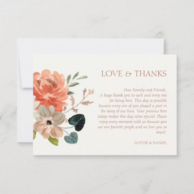 Carte de remerciements Mariage Floral Watercolor (Devant)