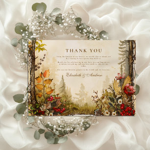 Carte De Remerciements Mariage forestier de la forêt d'automne