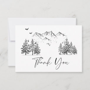 Carte De Remerciements Mariage forestier des montagnes à main