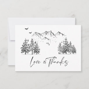 Carte De Remerciements Mariage forestier des montagnes à main