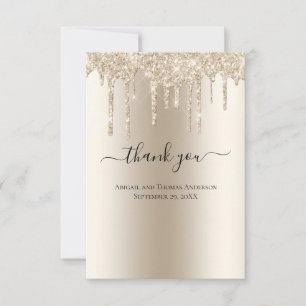 Carte De Remerciements Mariage Formel Champagne Ruisselant de Paillettes