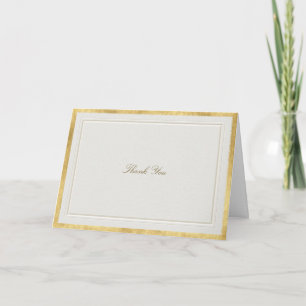 Carte De Remerciements Mariage Formel Moderne Classique Écru Or Faux