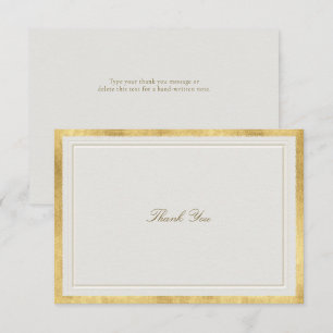 Carte De Remerciements Mariage Formel Moderne Classique Faux Or Crème