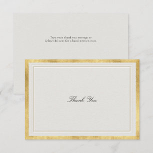 Carte De Remerciements Mariage Formel Moderne Classique Faux Or Ecru