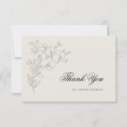 Carte De Remerciements Mariage Formel Traditionnel Élevé Orchidée Écru