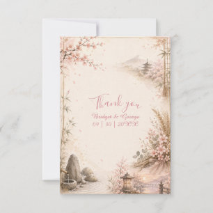 Carte De Remerciements Mariage fusion harmonie botanique Sakura romantiqu