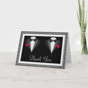 Carte de remerciements Mariage gay avec deux Tuxed