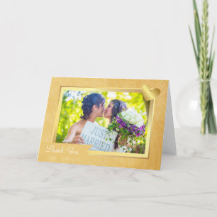 Carte De Remerciements Mariage Gay Lesbien Élégant Photo Remerciements Or