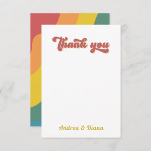 Carte De Remerciements Mariage Gay pride Retro Rainbow Wave LGBTQ