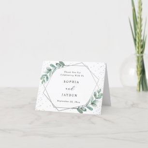 Carte De Remerciements Mariage géométrique en argent Eucalyptus