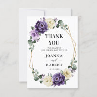 Mariage géométrique Floral Plum violet or ivoire