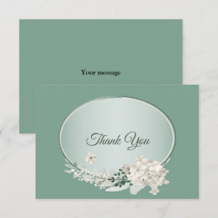 Carte De Remerciements Mariage Géométrique Floral Vert Jasmin Blanc