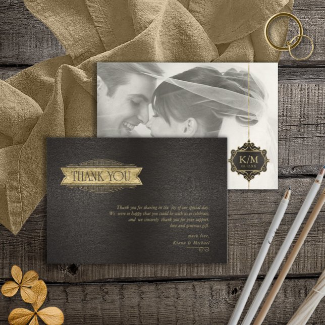 Carte De Remerciements Mariage Gold Filigree fin ID871 (Créateur téléchargé)