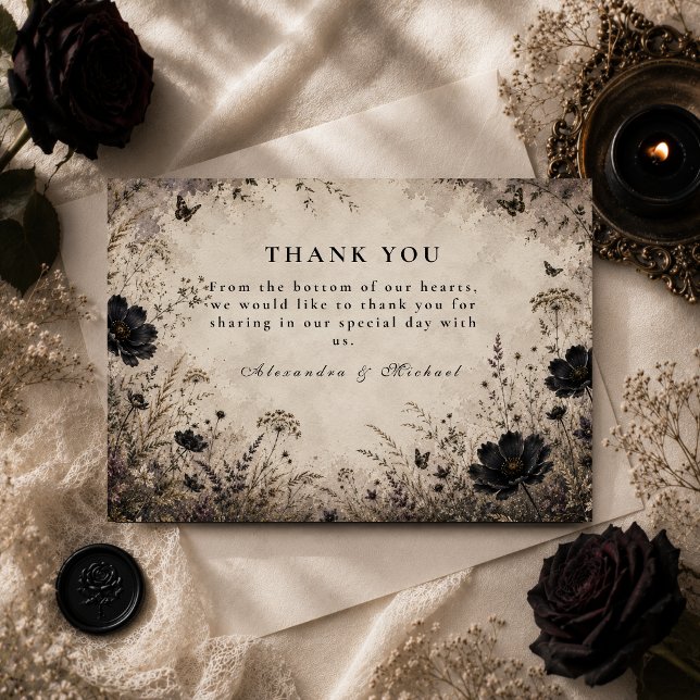 Carte De Remerciements Mariage gothique boho foncé (Créateur téléchargé)