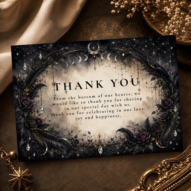 Carte De Remerciements Mariage gothique céleste enchanté (Créateur téléchargé)
