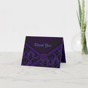 Carte De Remerciements Mariage gothique en dentelle violet et noir