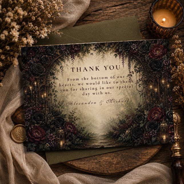 Carte De Remerciements Mariage gothique en forêt (Créateur téléchargé)