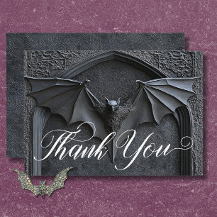 Carte De Remerciements Mariage gothique Halloween Black Chauve-Souris & A