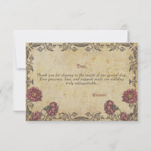 Carte De Remerciements Mariage gothique remerciement voiture Fleurs sombr