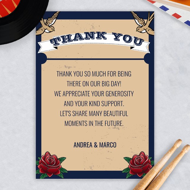 Carte De Remerciements Mariage gothique Rockabilly Tattoo (Rockabilly Thank You)