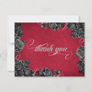 Carte De Remerciements Mariage gothique Rose noir rouge