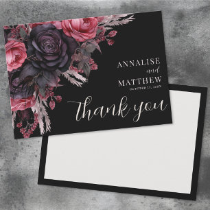 Carte De Remerciements Mariage gothique rouge noir floral