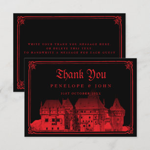 Carte De Remerciements Mariage gothique vampire château noir rouge