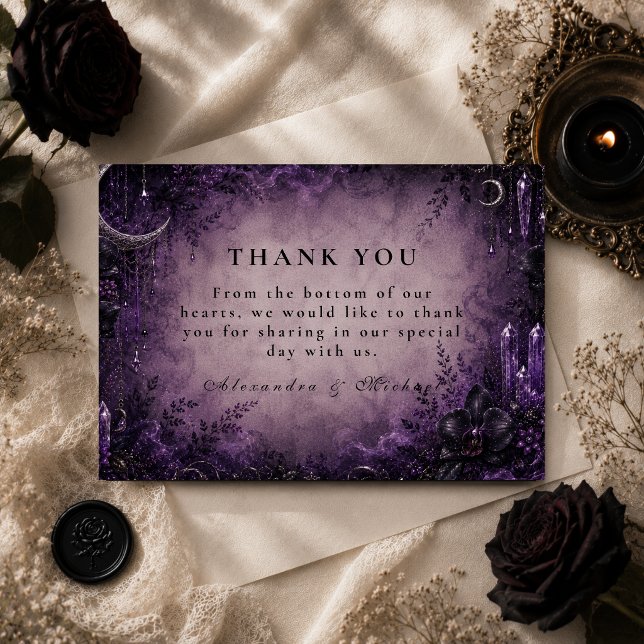 Carte De Remerciements Mariage gothique violet gothique (Créateur téléchargé)