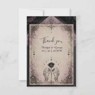 Carte De Remerciements Mariage Gothique Violet Médiéval Rose Crâne Lune