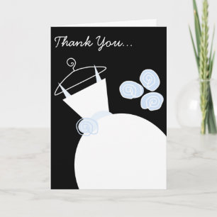 Carte De Remerciements Mariage Gown bleu 'Merci Bridesmaid noir