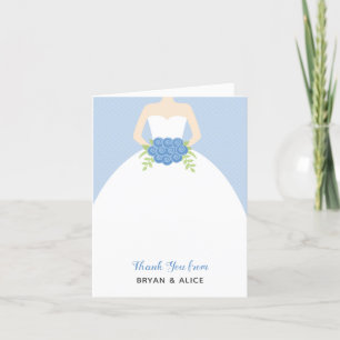 Carte de remerciements mariage Gown (bleu pastel)