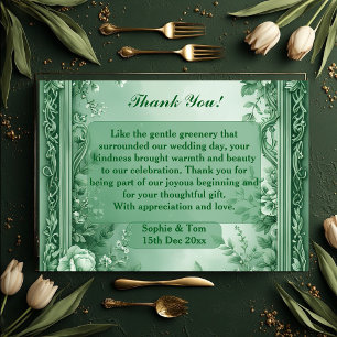 Carte De Remerciements Mariage Grand Baroque Opulence Jardin Rococo Vert