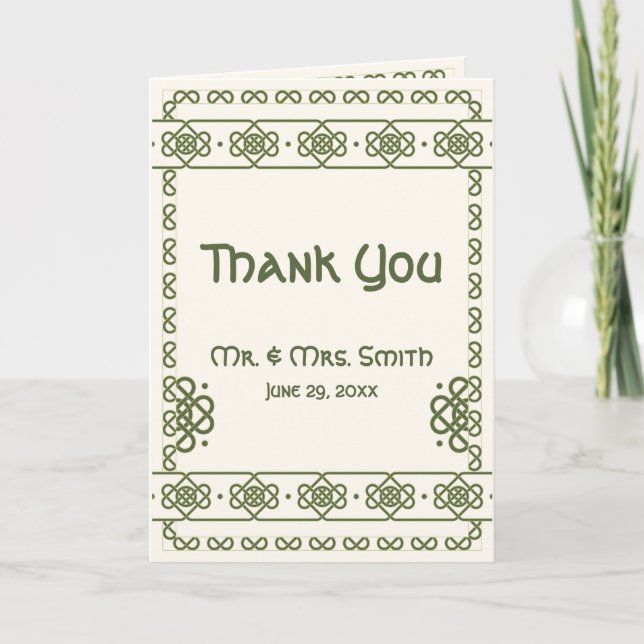 Carte de remerciements Mariage Green Celtic Knots (Devant)