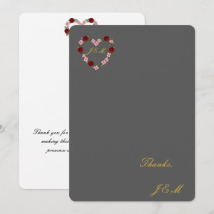 Carte De Remerciements mariage gris avec une couronne de fleurs